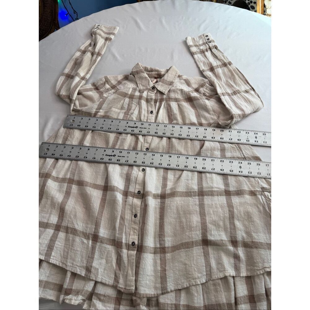 Free People Peppy In Plaid Button Up Ruffle Back Size Medium - Picture 5 of 10